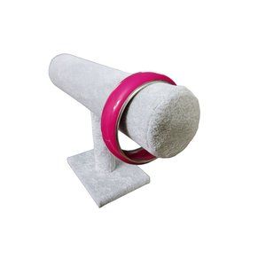 vintage 1980s wide silver tone & rose pink bangle bracelet.